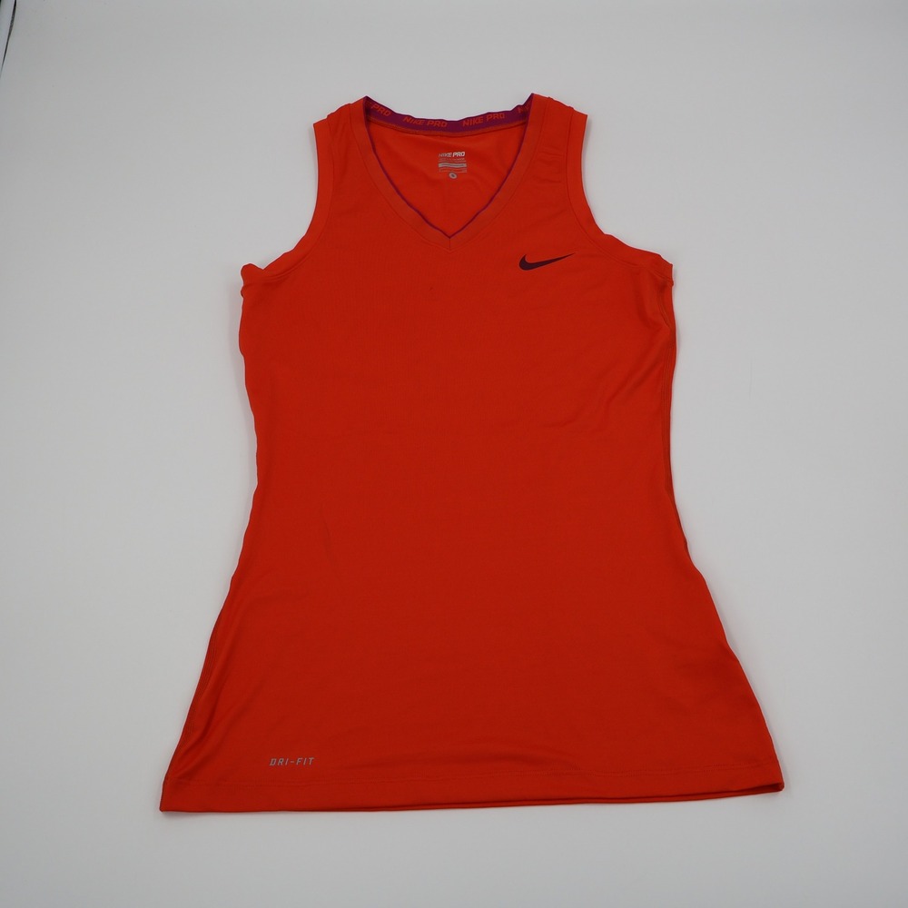 Nike Pro Dri-FIT Tank Top Womens Small Orange V-Neck Athletic 458670-891